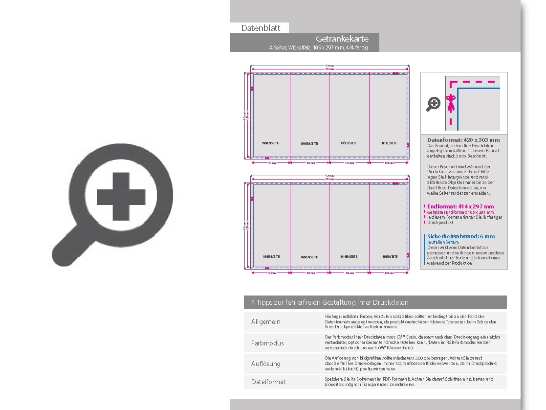 Product Bild getr__nkekarte__gefalzt_auf_10_5_cm_x_29_7_cm__8-seiter_(wickelfalz)
